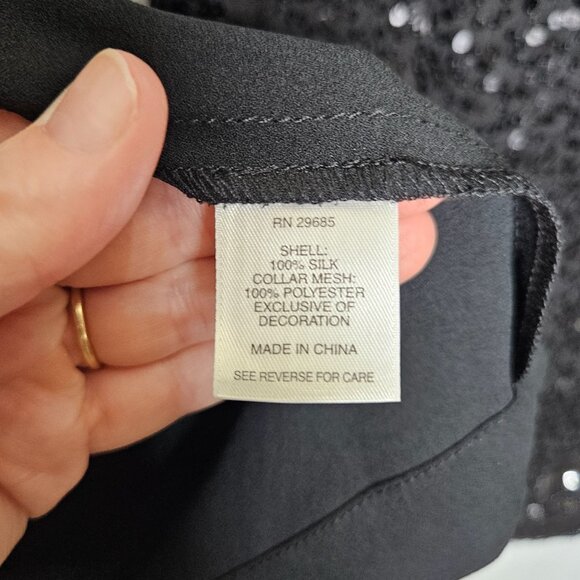 Pendleton Black Sequin Tank & Cardigan Set M Silk Blend Elegant Special Occasion - Picture 4 of 12